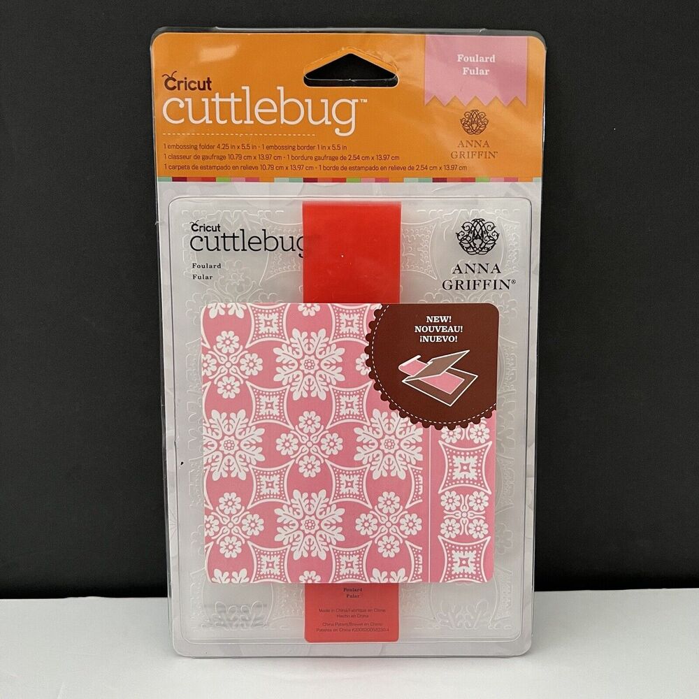 Cricut Cuttlebug Anna Griffin Foulard Embossing Folder + Border Set Provo Craft